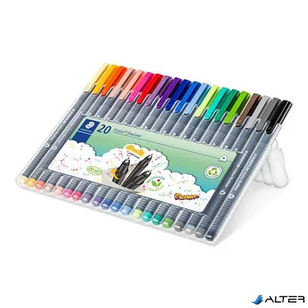 Tűfilc készlet, 0,3 mm, STAEDTLER "Triplus 334", 20 különböző szín