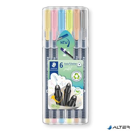 Tűfilc készlet, 0,3 mm, STAEDTLER "Triplus® 334", 6 különböző pasztell szín