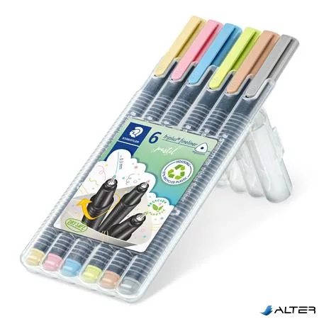 Tűfilc készlet, 0,3 mm, STAEDTLER 'Triplus® 334', 6 különböző pasztell szín