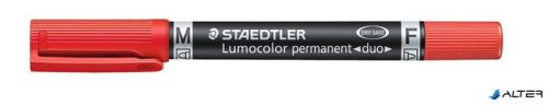 Alkoholos marker, 0,6/1,5 mm, kúpos, kétvégű, STAEDTLER "Lumocolor® duo 348", piros