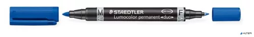 Alkoholos marker, 0,6/1,5 mm, kúpos, kétvégű, STAEDTLER 'Lumocolor® duo 348', kék