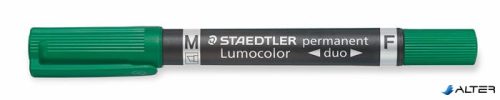 Alkoholos marker, 0,6/1,5 mm, kúpos, kétvégű, STAEDTLER 'Lumocolor® duo 348', zöld