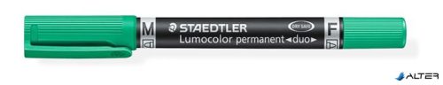 Alkoholos marker, 0,6/1,5 mm, kúpos, kétvégű, STAEDTLER "Lumocolor® duo 348", zöld