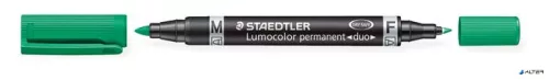 Alkoholos marker, 0,6/1,5 mm, kúpos, kétvégű, STAEDTLER 'Lumocolor® duo 348', zöld