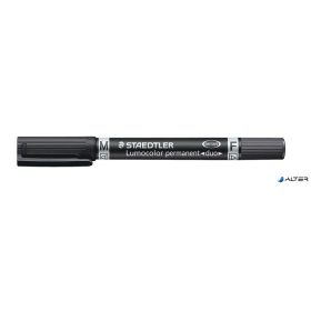   Alkoholos marker, 0,6/1,5 mm, kúpos, kétvégű, STAEDTLER 'Lumocolor® duo 348', fekete