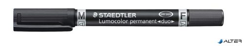 Alkoholos marker, 0,6/1,5 mm, kúpos, kétvégű, STAEDTLER "Lumocolor® duo 348", fekete