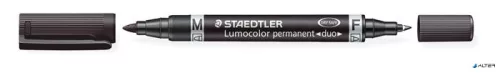 Alkoholos marker, 0,6/1,5 mm, kúpos, kétvégű, STAEDTLER 'Lumocolor® duo 348', fekete