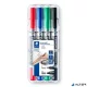Alkoholos marker készlet, 0,6/1,5 mm, kúpos, kétvégű, STAEDTLER 'Lumocolor® duo 348', 4 különböző szín