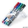 Alkoholos marker készlet, 0,6/1,5 mm, kúpos, kétvégű, STAEDTLER 'Lumocolor® duo 348', 4 különböző szín