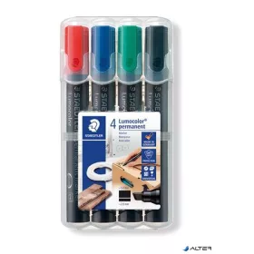   Alkoholos marker készlet, 2-5 mm, vágott, STAEDTLER "Lumocolor® 350", 4 különböző szín