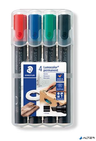 Alkoholos marker készlet, 2-5 mm, vágott, STAEDTLER "Lumocolor® 350", 4 különböző szín