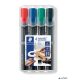 Alkoholos marker készlet, 2-5 mm, vágott, STAEDTLER "Lumocolor® 350", 4 különböző szín