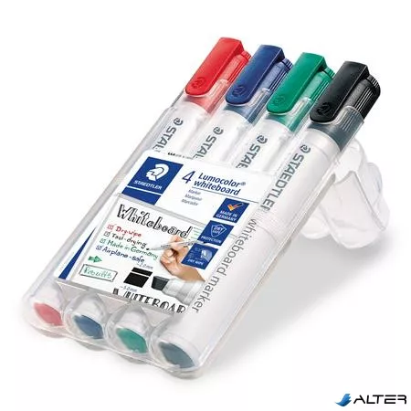 Táblamarker készlet, 2-5 mm, vágott, STAEDTLER "Lumocolor® 351 B", 4 különböző szín