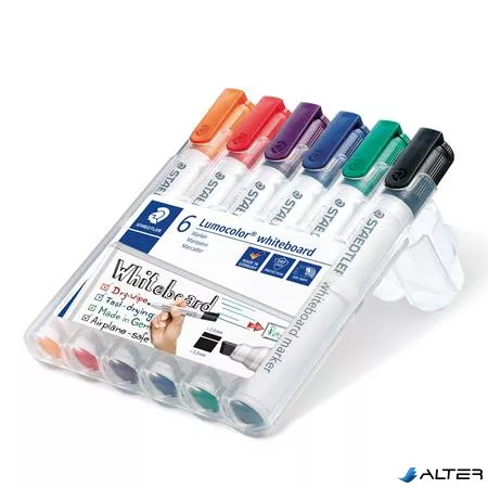 Táblamarker készlet, 2-5 mm, vágott, STAEDTLER 'Lumocolor® 351 B', 6 különböző szín