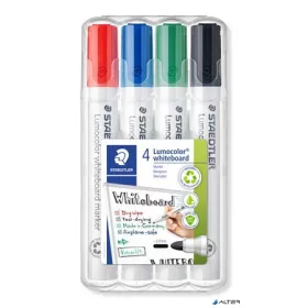   Táblamarker készlet, 2 mm, kúpos, STAEDTLER "Lumocolor® 351", 4 különböző szín