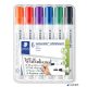 Táblamarker készlet, 2 mm, kúpos, STAEDTLER 'Lumocolor® 351', 6 különböző szín