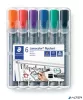 Flipchart marker készlet, 2-5 mm, vágott, STAEDTLER "Lumocolor 356 B", 6 különböző szín
