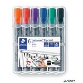   Flipchart marker készlet, 2-5 mm, vágott, STAEDTLER "Lumocolor 356 B", 6 különböző szín