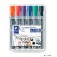 Flipchart marker készlet, 2-5 mm, vágott, STAEDTLER "Lumocolor 356 B", 6 különböző szín