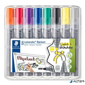   Flipchart marker vegyes készlet, 2/2-5 mm, STAEDTLER "Lumocolor® 356", 8 különböző szín