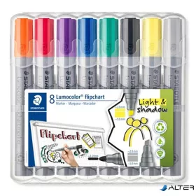   Flipchart marker vegyes készlet, 2/2-5 mm, STAEDTLER "Lumocolor® 356", 8 különböző szín