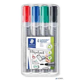   Flipchart marker, 2 mm, kúpos, STAEDTLER "Lumocolor 356", 4 különböző szín