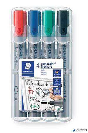 Flipchart marker, 2 mm, kúpos, STAEDTLER 'Lumocolor 356', 4 különböző szín