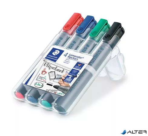 Flipchart marker, 2 mm, kúpos, STAEDTLER 'Lumocolor 356', 4 különböző szín