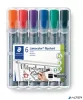 Flipchart marker készlet, 2 mm, kúpos, STAEDTLER 'Lumocolor 356', 6 különböző szín