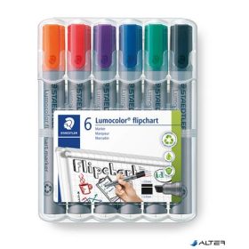   Flipchart marker készlet, 2 mm, kúpos, STAEDTLER "Lumocolor 356", 6 különböző szín