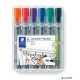 Flipchart marker készlet, 2 mm, kúpos, STAEDTLER "Lumocolor 356", 6 különböző szín