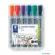 Flipchart marker készlet, 2 mm, kúpos, STAEDTLER 'Lumocolor 356', 6 különböző szín