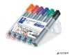 Flipchart marker készlet, 2 mm, kúpos, STAEDTLER 'Lumocolor 356', 6 különböző szín