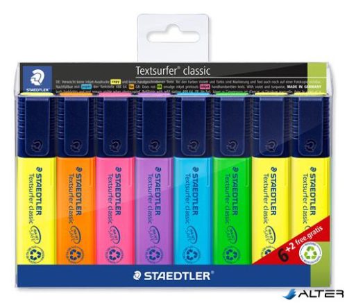 Szövegkiemelő készlet, 1-5 mm, STAEDTLER "Textsurfer Classic 364", 6+2 különböző szín
