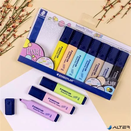 Szövegkiemelő készlet, 1-5 mm, STAEDTLER 'Textsurfer Classic Pastel 364 C', 10 különböző szín
