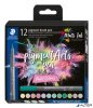 Ecsetirón készlet, STAEDTLER 'Pigment brush 371', 12 különböző pasztell szín
