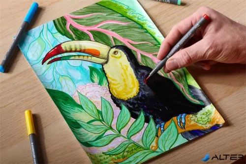 Ecsetirón készlet, STAEDTLER "Pigment brush 371", 12 különböző pasztell szín