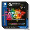 Ecsetirón készlet, STAEDTLER "Pigment brush 371", 36 különböző szín