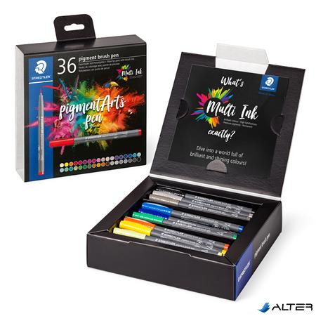 Ecsetirón készlet, STAEDTLER "Pigment brush 371", 36 különböző szín