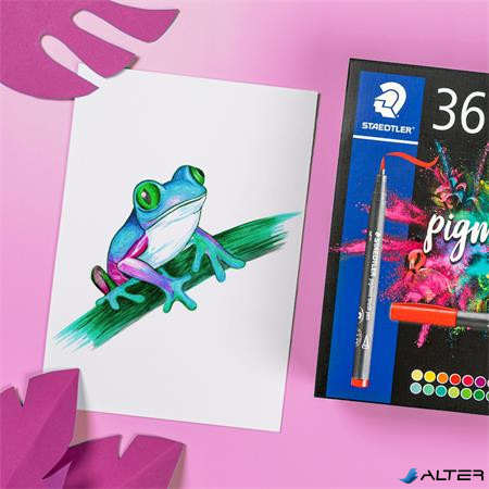 Ecsetirón készlet, STAEDTLER "Pigment brush 371", 36 különböző szín