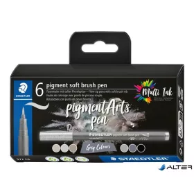   Ecsetirón készlet, STAEDTLER "Pigment 372", 6 különböző fekete és szürke árnyalat