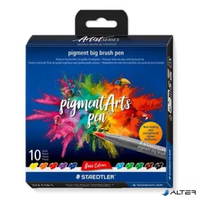   Ecsetirón készlet, STAEDTLER "Pigment big brush 373", 10 különböző alapszín