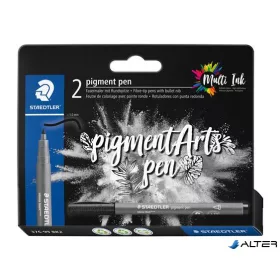   Filctoll, 1 mm, kúpos, 2 db, STAEDTLER® "Pigment pen 376", intenzív fekete