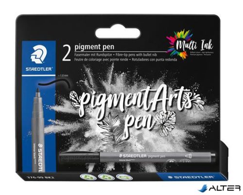 Rostirón, 1 mm, kúpos, 2 db, STAEDTLER® "Pigment pen 376", intenzív fekete
