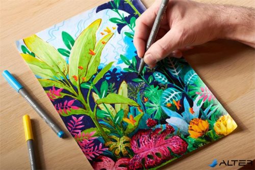 Filctoll, 1 mm, kúpos, 2 db, STAEDTLER® 'Pigment pen 376', intenzív fekete