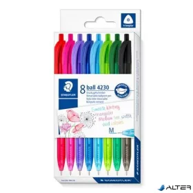   Golyóstoll, 1 mm, nyomógombos, STAEDTLER® "4230 M", 8 különböző szín