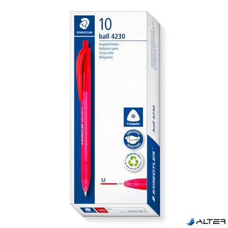 Golyóstoll, 1 mm, nyomógombos, STAEDTLER "Ball 423 M", piros