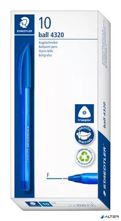 Golyóstoll, 0,3 mm, kupakos, STAEDTLER 'Ball 432', kék