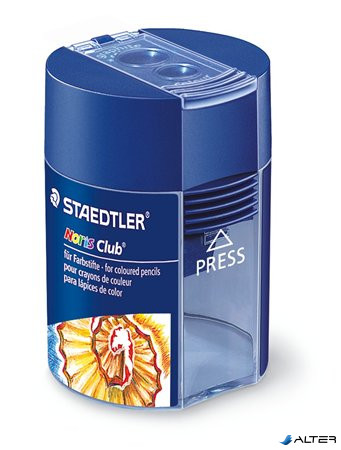 Hegyező, kétlyukú, tartályos, STAEDTLER "Noris 512 F", kék
