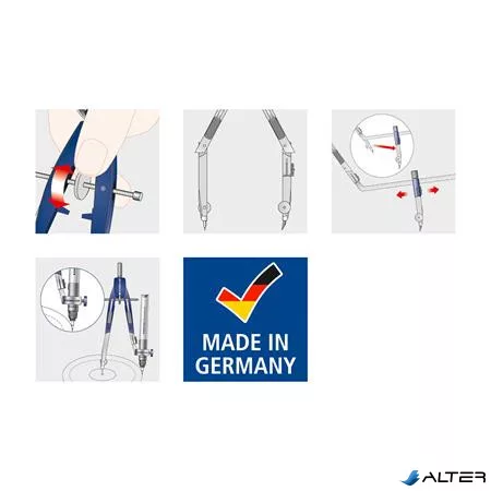 Körző készlet, precíziós, 4 darabos, STAEDTLER 'Noris 550 02'